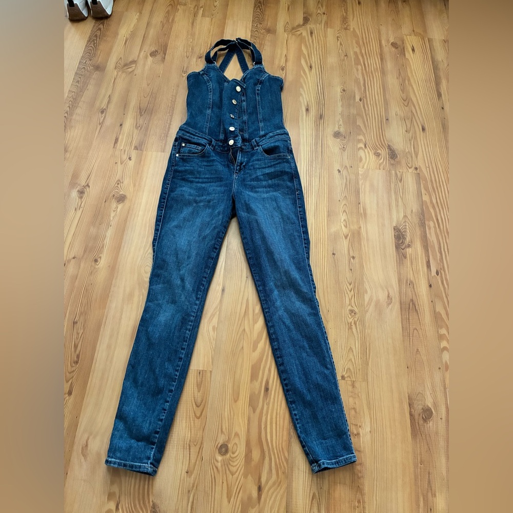 Guess. Women's Denim Halter Jumpsuit Sz small